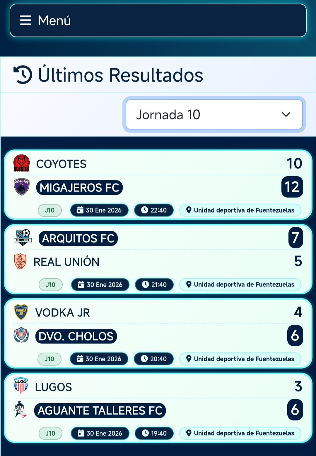 Vista de la app